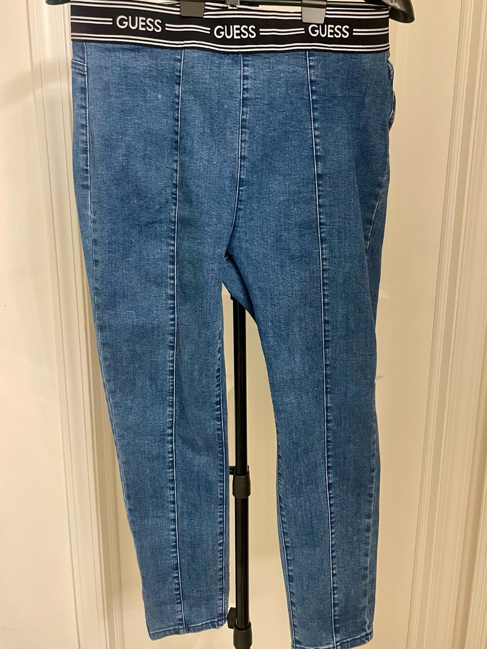 GUESS Blue Denim-Effect Jeggings with Branded Waistband